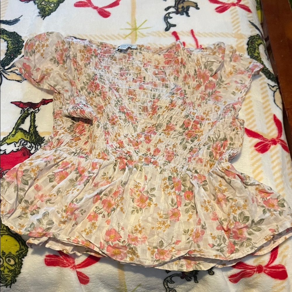 American Eagle Outfitters Floral Blouse - Pink and Green